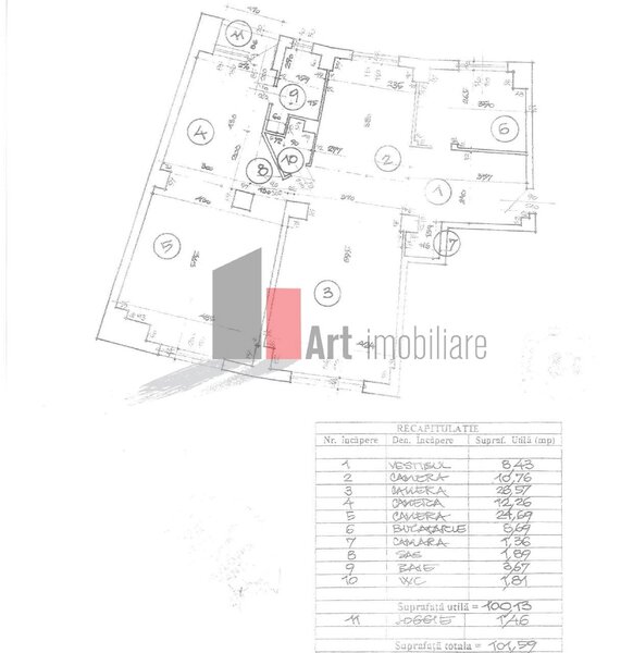 Spatiu birouri ultracentral 100 mp, balcon, mobilat partial, Nerva Traian